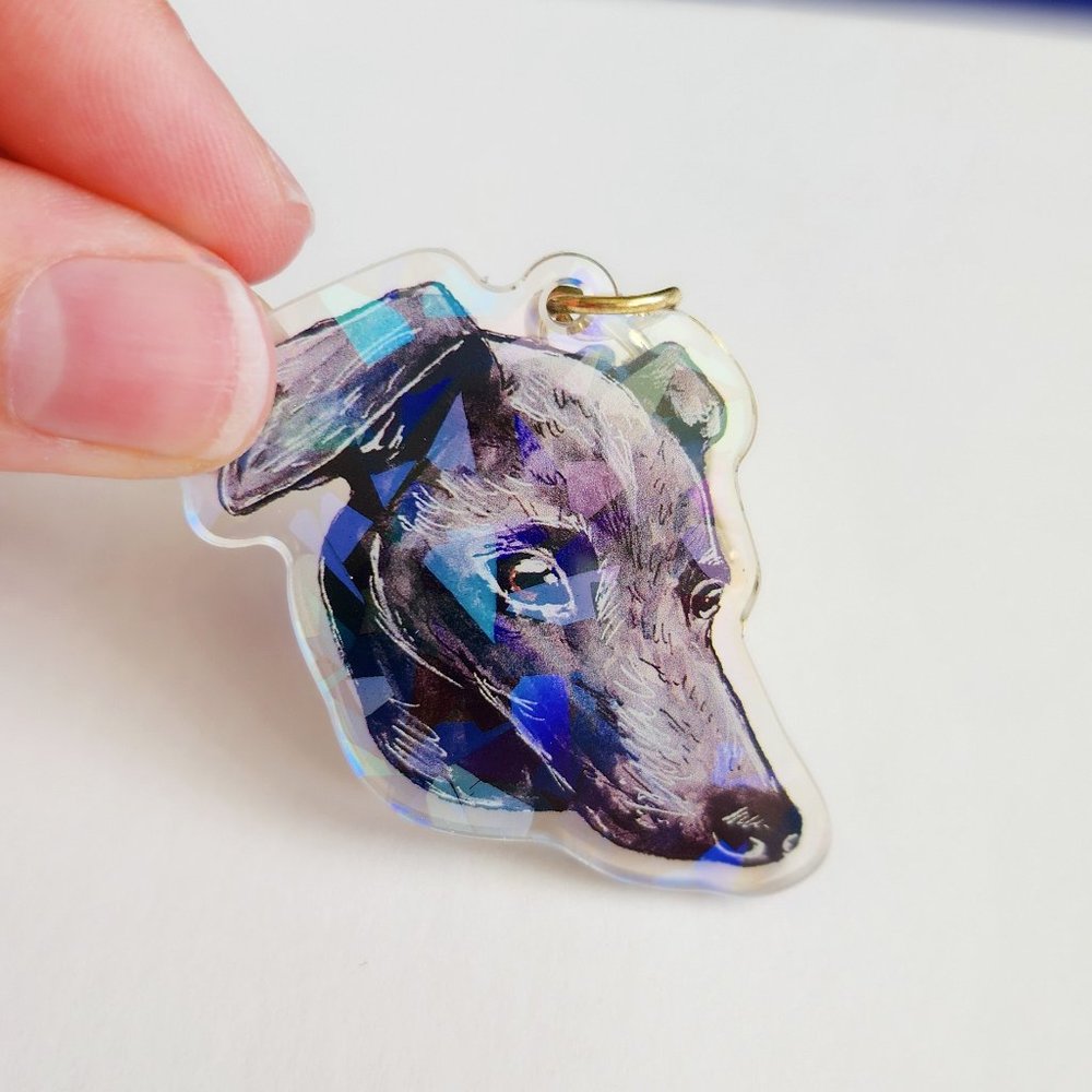 Italian Greyhound Clear Acrylic Dog Breed Keychain, Realistic Art Style